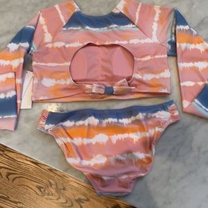 Tie-Dyed Rashguard Bikini Bathingsuit NWT